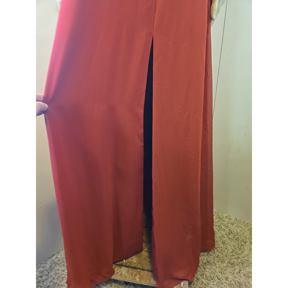Azazie Rylee Bridesmaid Dress A10 Floor Length Slit Formal Gown Chiffon - Picture 6 of 10